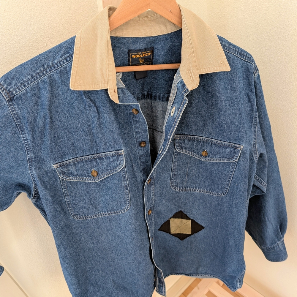 Vintage Woolrich Denim Patchwork Button-Front Col… - image 6